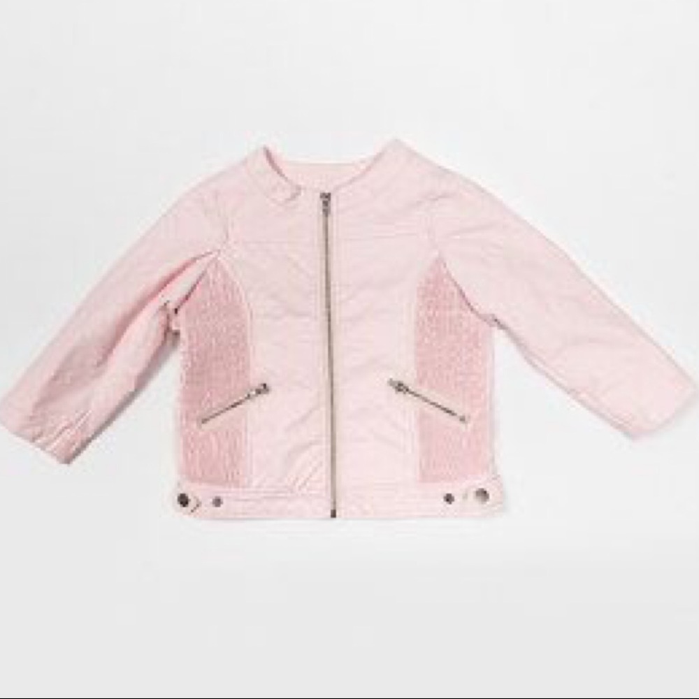 pink moto faux leather girl’s jacket 3T